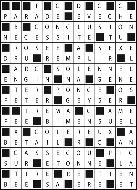 Solutions des mots fléchés du précédent numéro