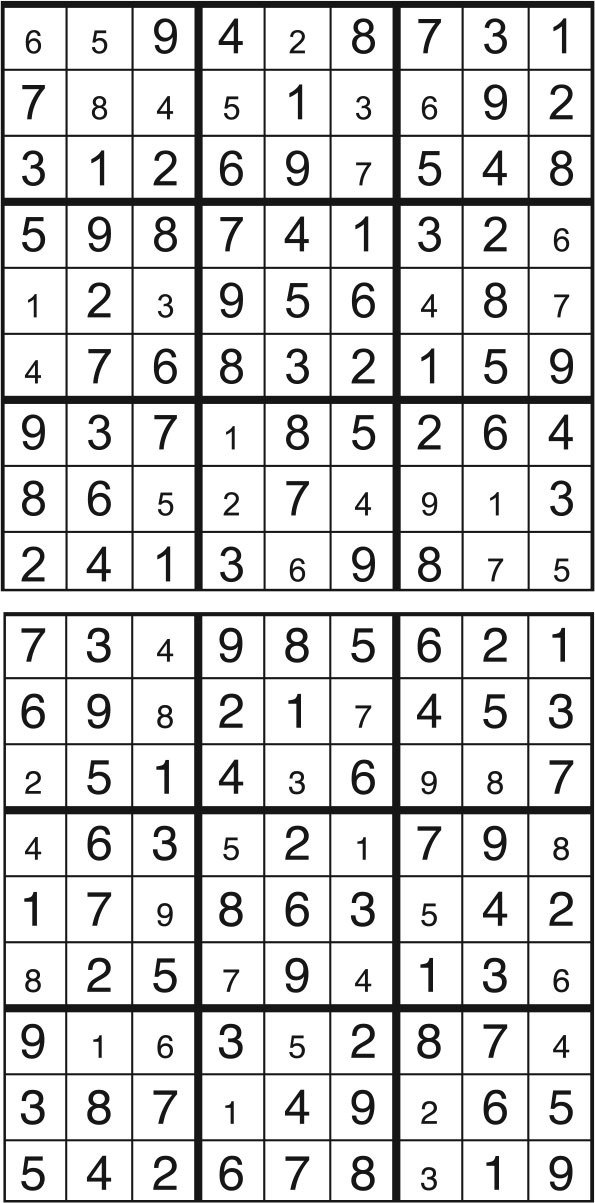 Solutions des sudokus du précédent numéro