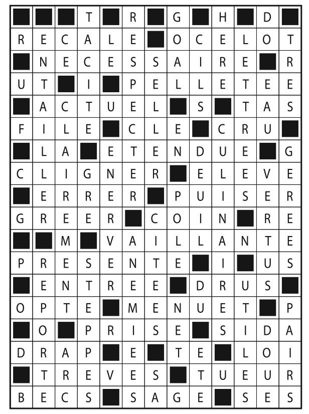 Solutions des mots fléchés du précédent numéro