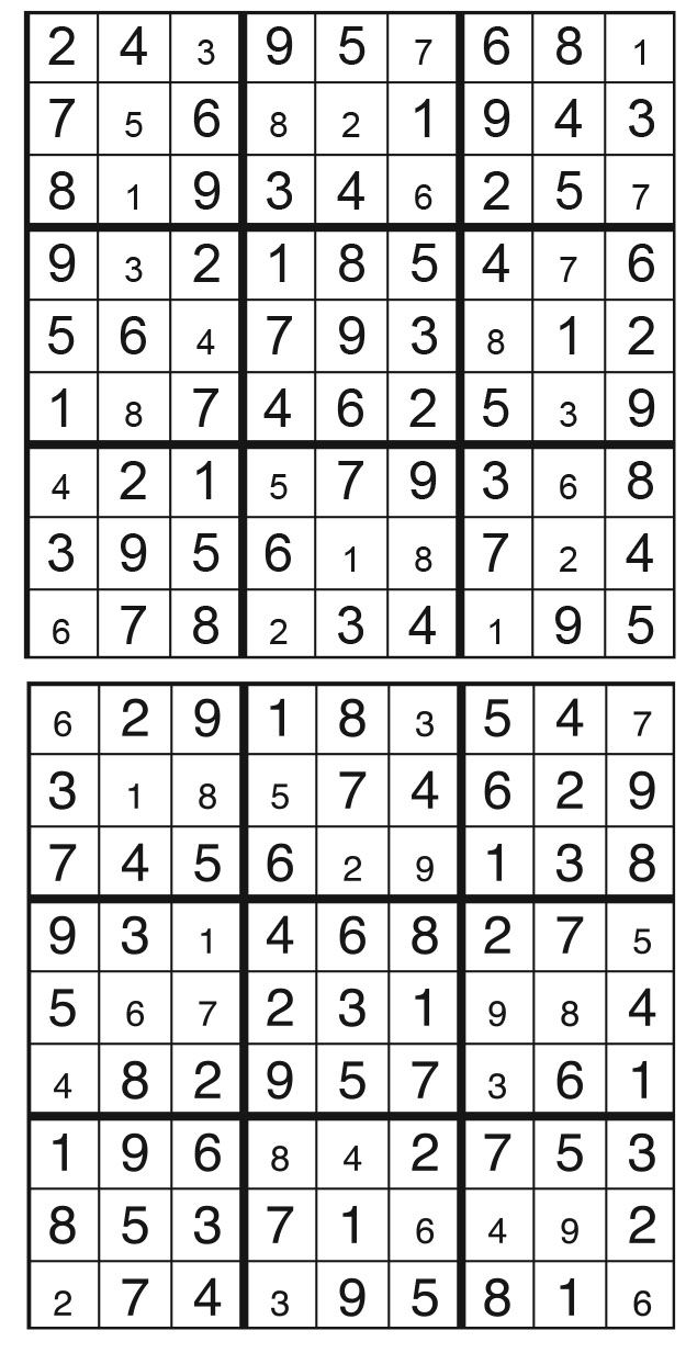 Solutions des sudokus du précédent numéro