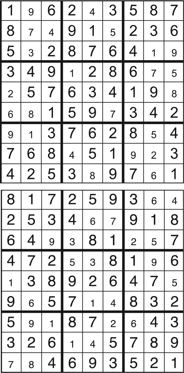 Solutions des sudokus du précédent numéro