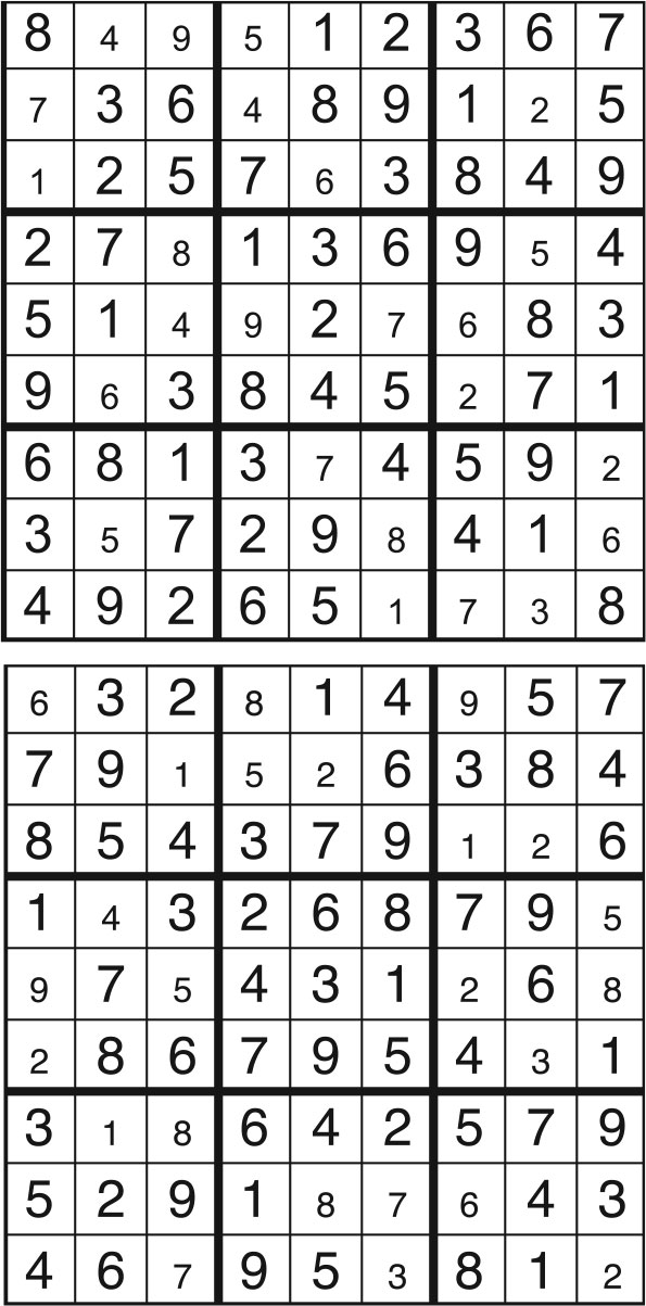 Solutions des sudokus du précédent numéro