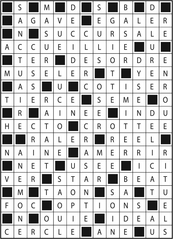 Solutions des mots fléchés du précédent numéro