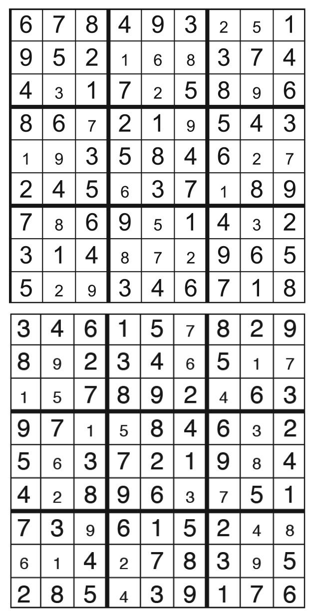 Solutions des sudokus du précédent numéro