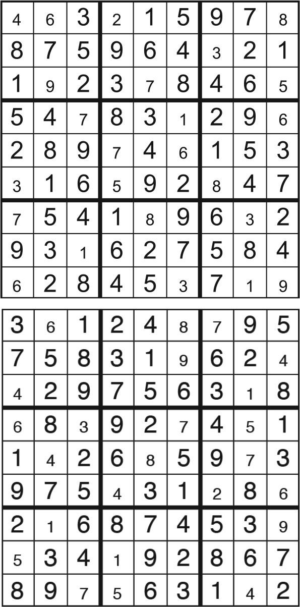 Solutions des sudokus du précédent numéro