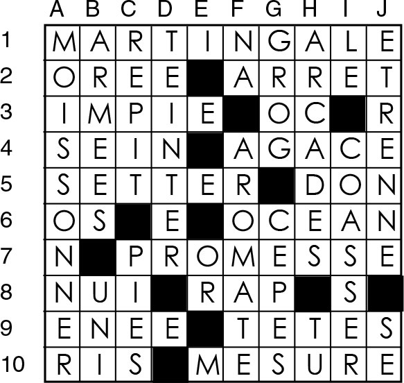 Solutions des mots croisés du précédent numéro