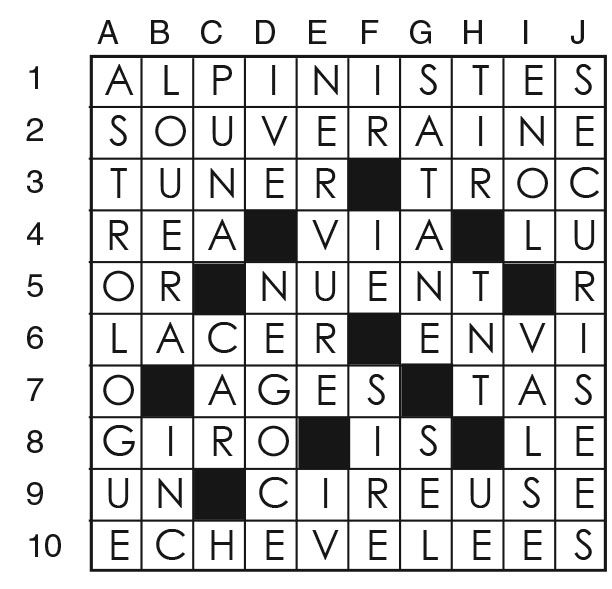 Solutions des mots croisés du précédent numéro