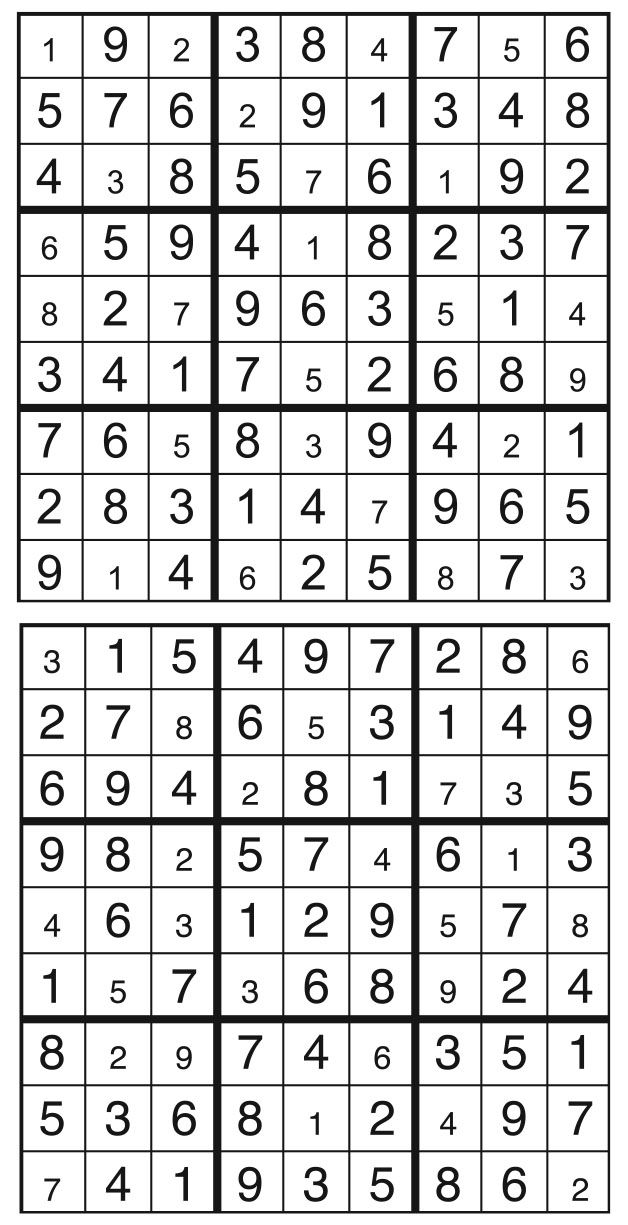 Solutions des sudokus du précédent numéro