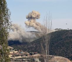 The Israeli army bombed the heights of Rihan and Mahmoudieh, in the Jezzine district of southern Lebanon, on Nov. 10, 2025. (Credit: Muntasser Abdallah)