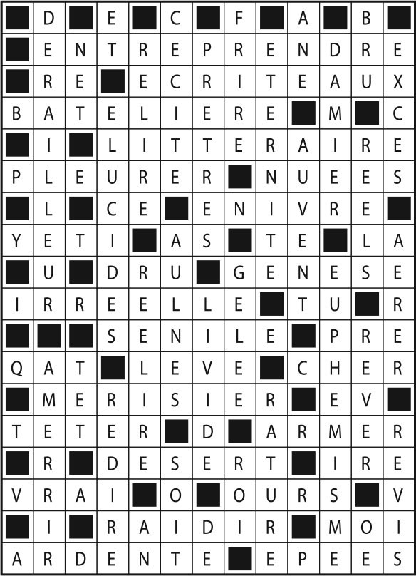 Solutions des mots fléchés du précédent numéro