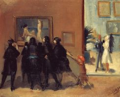 "Femmes à l’exposition", Omar Onsi, 1932. © Musée Nicolas Ibrahim Sursock