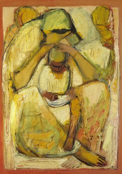 "Affection", Paul Guiragossian, 1980, huile sur toile, 100 x 70 cm.  Avec l'aimable autorisation des archives de la Fondation Paul Guiragossian