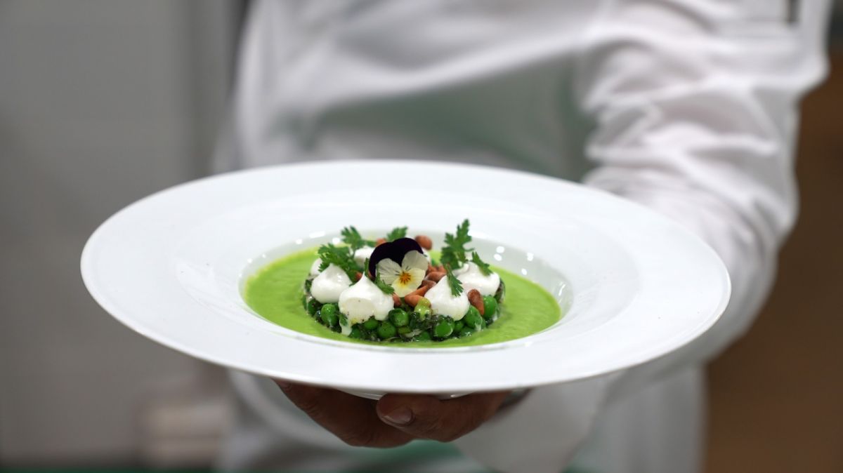 Chef Alan Geaam's sweet pea salad with savory (or wild thyme)