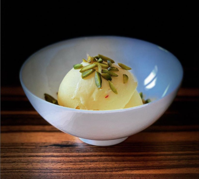Milk ice cream, full of flavors and textures, by Anissa Helou