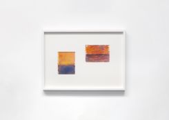 “Horizons, setting sun,” watercolors by Christine Safa, 2025. Courtesy of the artist and Galerie Lelong.