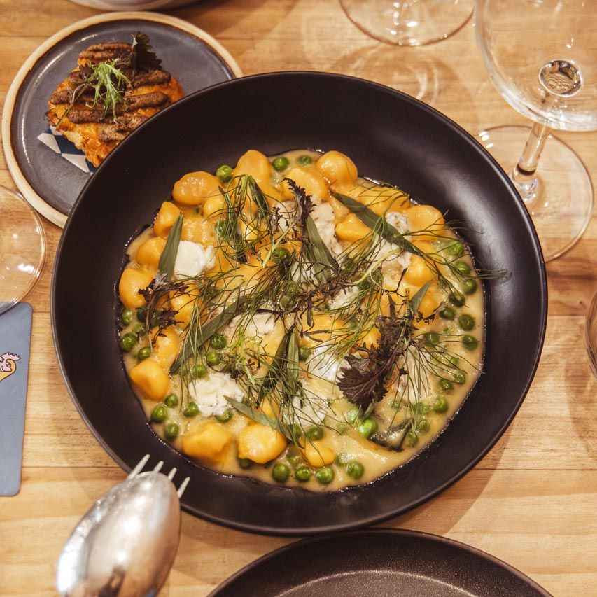 Sweet potato gnocchi with blue cheese by Andrea Boueiz