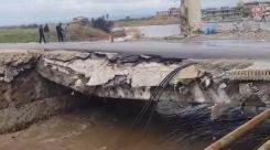 Le pont endommagé au niveau du poste-frontière de Arida, au Liban-Nord. le 1er janvier 2026. Photo relayée par Michel Hallak