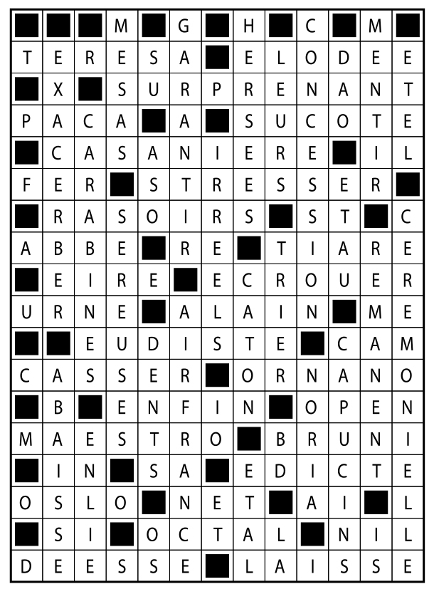 Solutions des mots fléchés du précédent numéro