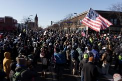 A protest in Minneapolis, Minnesota, near the site where a man was shot and killed by federal immigration police officers on Jan. 24, 2026. (Credit: Times Evans/Reuters)