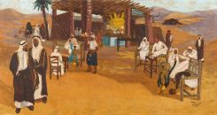 Le tableau "Coffee Shop in Madina Road" de Safeya Binzagr a été adjugé 2,06 millions de dollars lors de la vente Origins II de Sotheby’s à Diriyah, en Arabie Saoudite. Photo catalogue Sotheby's