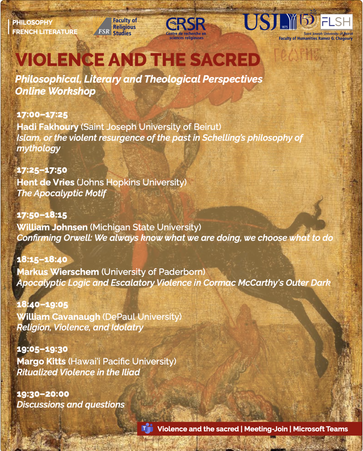 Atelier international virtuel sur la violence et le sacré