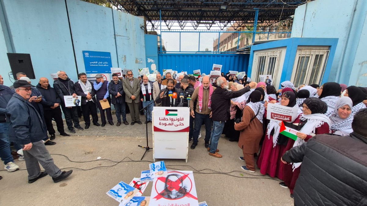 Palestinians hold a sit-in against UNRWA cuts