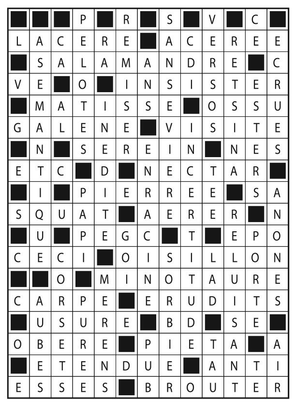 Solutions des mots fléchés du précédent numéro