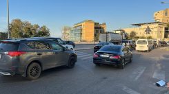 The road jammed in front of the Kataeb Center House, in Beirut, on March 5, 2026. (Credit: Téa Ziadé/ L'Orient-Le Jour)
