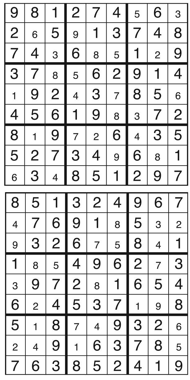 Solutions des sudokus du précédent numéro