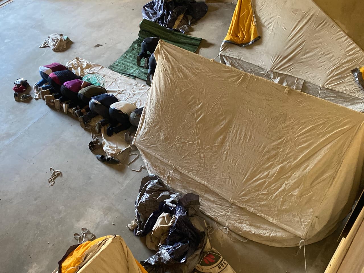 Other refugees have been accommodated at the Camille Chamoun Sports City Stadium in Beirut, as shown in this photo from March 7. (Credit: Mohammad Yassine / L’Orient Today)