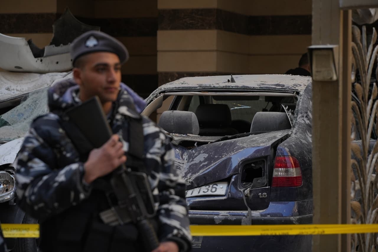 A few hours after the strike, law enforcement deployed at the scene. (Credit: Mohammad Yassine / L’Orient Today) 