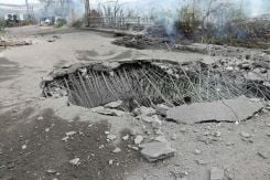 The Qasmiye bridge, crossing the Litani River, destroyed by an Israeli airstrike on March 18, 2026. (Credit: Kawnat Haju/AFP)