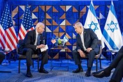 Former U.S. President Joe Biden met in Tel Aviv with Israeli Prime Minister Benjamin Netanyahu shortly after Oct. 7, 2023. (Credit: White House/Wikicommons)