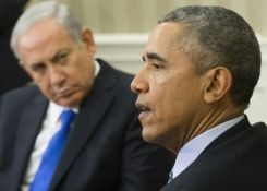 Former U.S. President Barack Obama meets with Israeli Prime Minister Benjamin Netanyahu in 2013. (Credit: AFP)