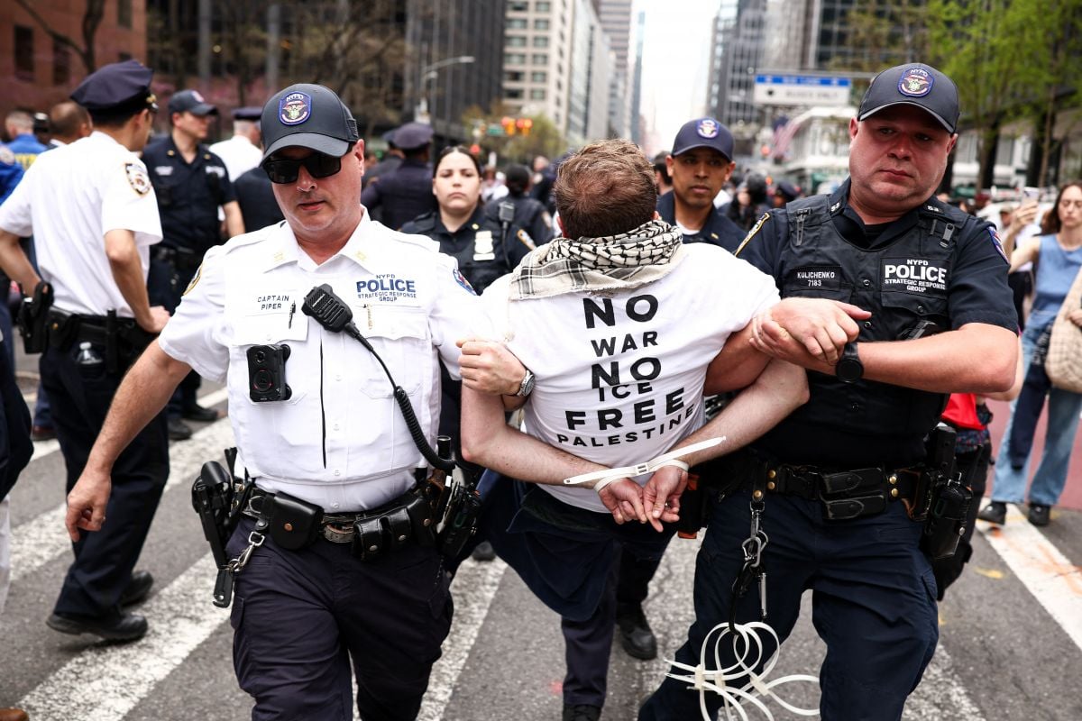 Dozens detained in protest over US arms sales to Israel