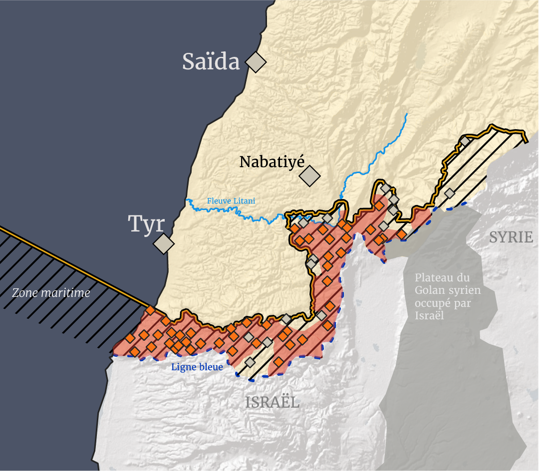 Villages concernés, superficie, habitants sommés d'évacuer : ce que l'on sait, en cartes, de la « zone tampon » revendiquée par Israël au Liban-Sud