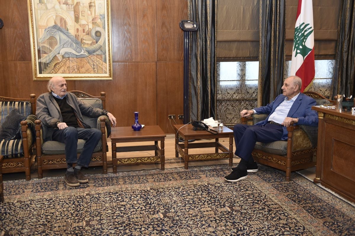 In talks at Berri’s residence, Joumblatt discusses a return to the armistice agreement with Israel 'with certain developments'