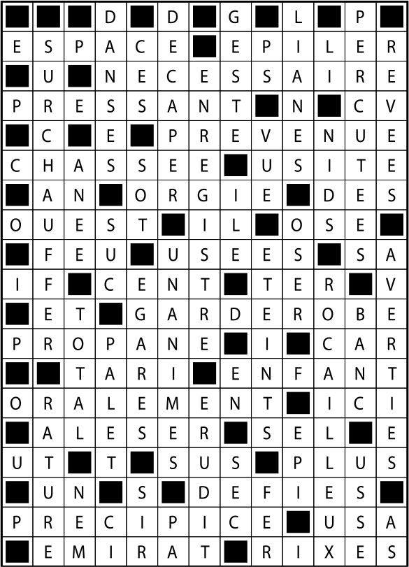 Solutions des mots fléchés du précédent numéro