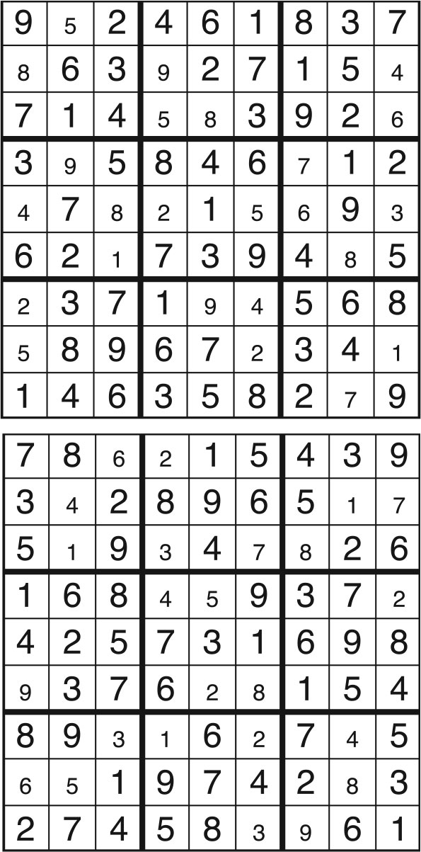 Solutions des sudokus du précédent numéro