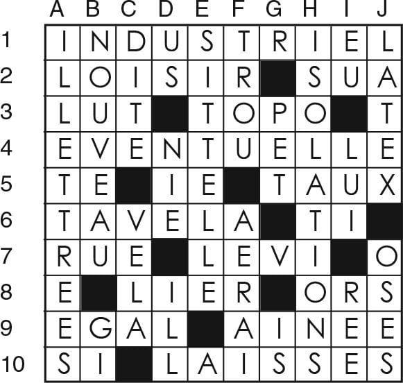 Solutions des mots croisés du précédent numéro