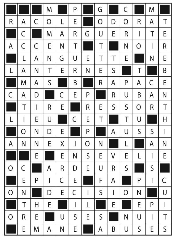 Solutions des mots fléchés du précédent numéro