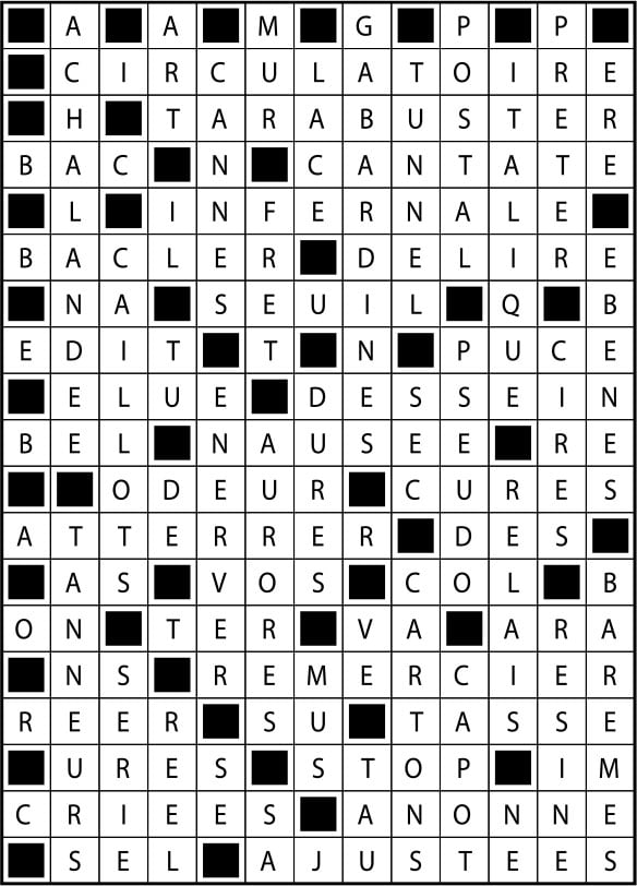 Solutions des mots fléchés du précédent numéro