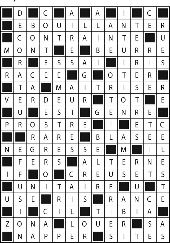 Solutions des mots fléchés du précédent numéro