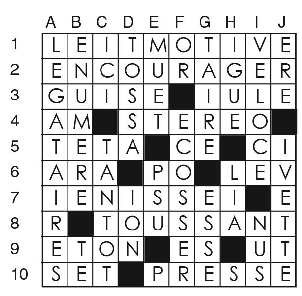 Solutions des mots croisés du précédent numéro