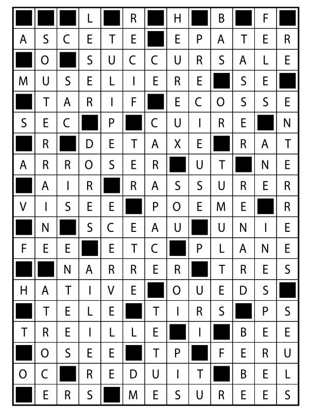 Solutions des mots fléchés du précédent numéro