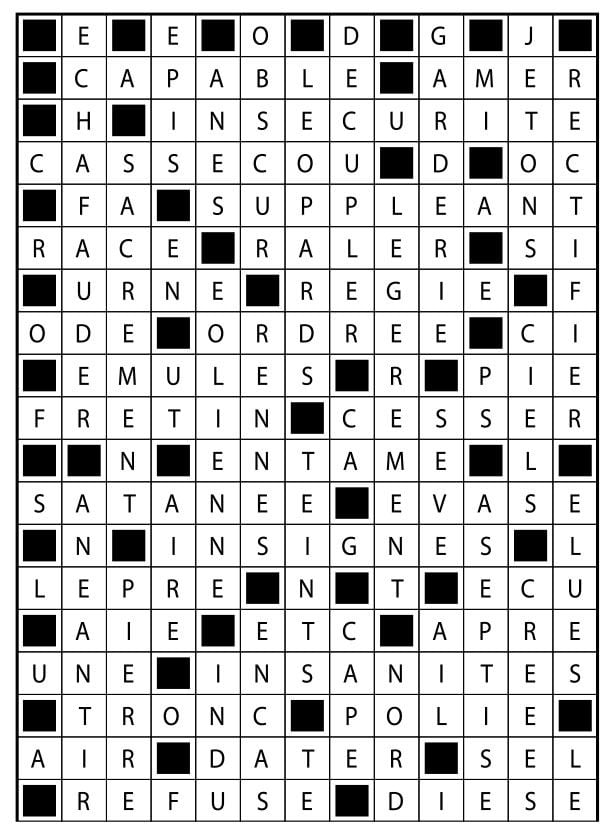 Solutions des mots fléchés du précédent numéro