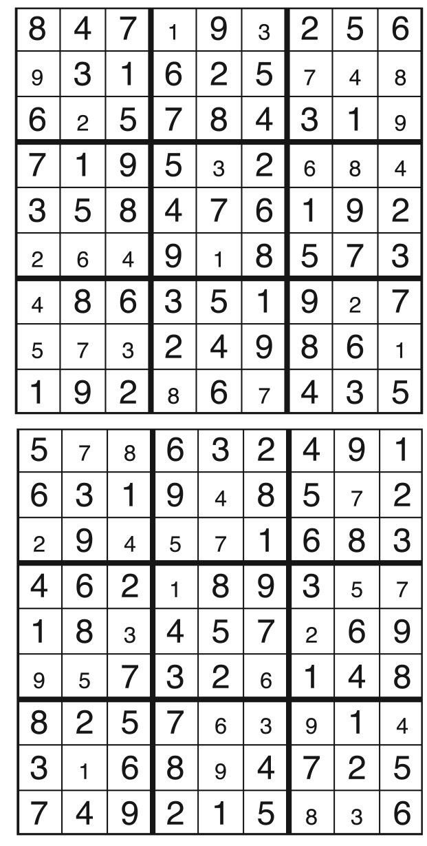 Solutions des sudokus du précédent numéro