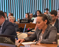 Hind Darwiche, déléguée permanente du Liban auprès de l’Unesco, lors de la réunion d’information consacrée au plan d’urgence en faveur du Liban au siège de l’Organisation à Paris. Photo fournie par l’Unesco