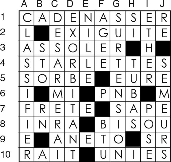Solutions des mots croisés du précédent numéro