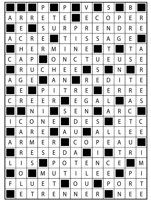 Solutions des mots fléchés du précédent numéro